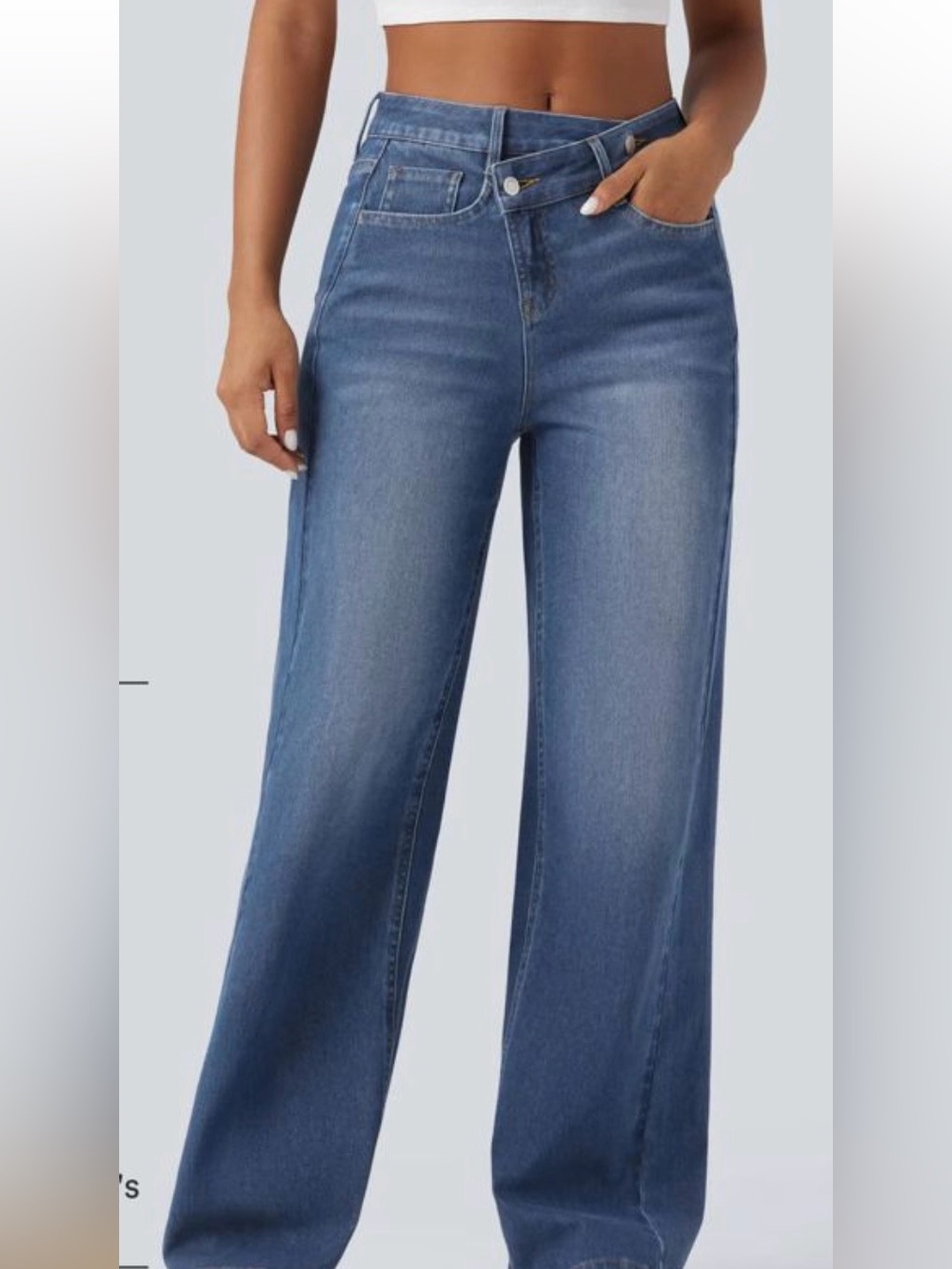 Halara Flex Asymmetric High
Waisted Washed Casual Baggy Jeans size Large